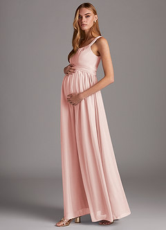 Azazie Melanie Final Sale Empire Pleated Mesh Floor-Length Dress image3