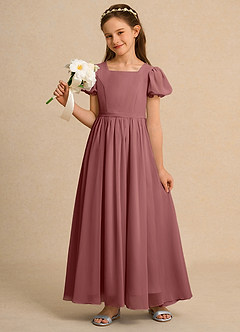 Azazie Joss Flower Girl Dresses Amethyst A-Line with Sleeves Chiffon Dress image9