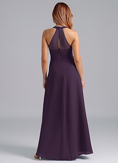 Azazie Dorota Robes de demoiselle d'honneur Robe Trapèze en Mousseline de soie Plissée Prune image2