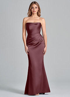 Azazie Olea Final Sale Sangria Mermaid Strapless Stretch Satin Convertible Dress image3