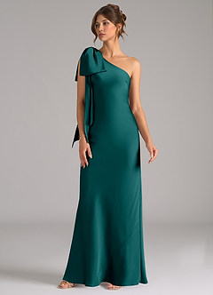 Azazie Capri Brautjungfernkleider Meerjungfrau-Linie One-Shoulder Stretch-Satin Kleid Pfau image4