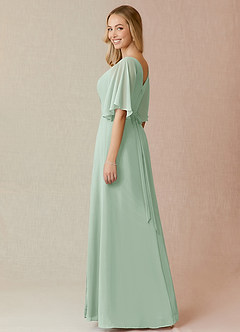Azazie Cierra Final Sale Agave A-Line V-Neck Chiffon Dress image5