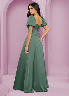 Barbie ♥ Azazie Robes de demoiselle d'honneur Robe Trapèze en Satin extensible Rayé Eucalyptus image2