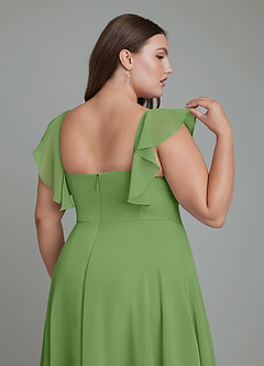 Azazie Leilani Robes de demoiselle d'honneur Robe Trapèze en Mousseline de soie Plissé Basilic image13