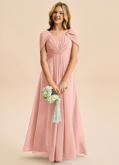 Azazie Emma Junior Robe Trapèze en Mousseline de soie Plissée Rosette image3