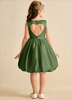 Azazie Nirvana Jurken voor bloemenmeisjes Baljurk Jurk van Mat Satijn Ruches Olijf image1