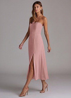 Azazie Wren Bridesmaid Dresses Dusty Rose A-Line Strapless Chiffon Dress image3
