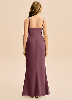 Azazie Buzzy Junior Robe Fourreau en Mousseline de soie Plissée Sangria image5