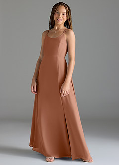 Azazie Moira Junior Bronzer A-Line with Pockets Chiffon Dress image3