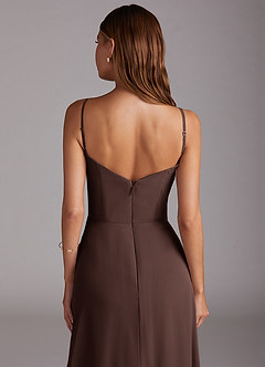 Azazie Marley Brautjungfernkleider Wandelbar A-Linie Schulterfrei Chiffon Kleid Ganache image10