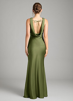 Azazie Rylina Bridesmaid Dresses Olive Mermaid Stretch Satin Dress image2