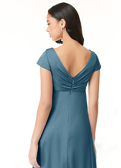 Azazie Allessia Maternity Bridesmaid Dresses A-Line Pleated Stretch Satin Floor-Length Dress image7