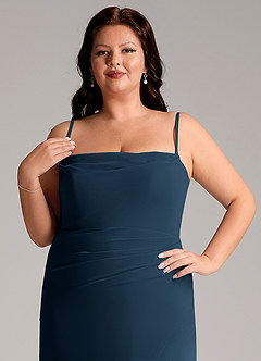 Azazie Leonis Bridesmaid Dresses Dark Navy Sheath Strapless Chiffon Convertible Dress image15