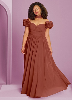 Barbie ♥ Azazie Bridesmaid Dresses Auburn A-Line Off the Shoulder Chiffon Convertible Dress image15