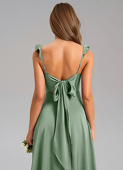 Azazie Everett Bridesmaid Dresses Matcha A-Line Stretch Satin Dress image7