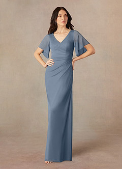Azazie Selah Mother of the Bride Dresses Twilight A-Line V-Neck ruched Mesh Dress image1