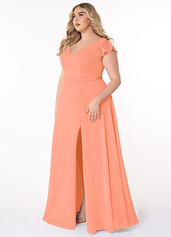 Azazie Claudine Schlussverkauf A-Linie Flatterhülse Chiffon Kleid Sonnenuntergang image9