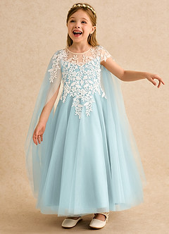 Azazie Dandelion Flower Girl Dresses Mist Ball-Gown Lace Dress image1