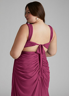Azazie Jesaphine Bridesmaid Dresses Mulberry Sheath Ruched Mesh Dress image7