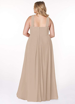 Azazie Kaleigh Abiti da Damigella Abito A-Line in Chiffon Plissettato Taupe image8