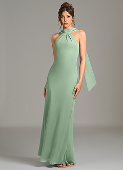 Azazie Cassiana Bridesmaid Dresses Matcha Mermaid Pleated Chiffon Dress image4