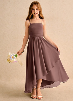 Azazie Twilight Dance Girls Formal Blumenmädchenkleider A-Linie Plissee Chiffon Kleid Espresso image1