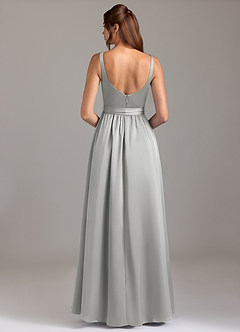 Azazie Elliott Brautjungfernkleider A-Linie mit Taschen Stretch-Satin Kleid Silber image6