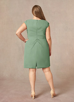 Azazie Nola Mother of the Bride Dresses Matcha Sheath V-Neck Pleated Chiffon Dress image7