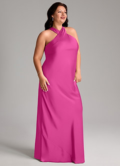 Azazie Doretta Bridesmaid Dresses Fuchsia Mermaid Pleated Stretch Satin Dress image8