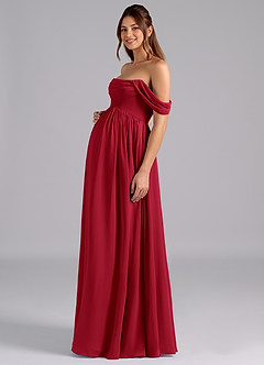 Azazie Saige Brautjungfernkleider für Schwangere A-Linie Plissee Chiffon Bodenlänge Kleid image5