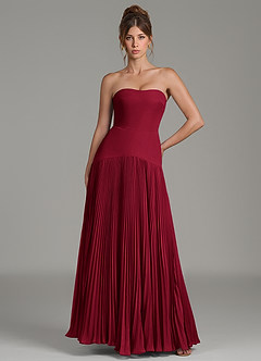 Azazie Yuliana Bridesmaid Dresses Burgundy A-Line Strapless Chiffon Dress image1
