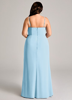 Azazie Maci Bridesmaid Dresses Sky Blue Sheath Pleated Chiffon Dress image9