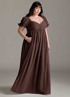 Azazie Madisynn Maternity Bridesmaid Dresses Bow Chiffon Floor-Length Dress image7