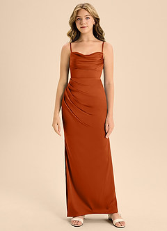 Azazie Mai Junior Burnt Orange A-Line Sweetheart Neckline Stretch Satin Dress image5
