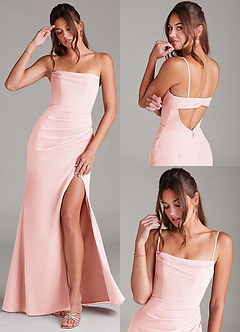 Azazie Leonis Bridesmaid Dresses Blushing Pink Sheath Strapless Chiffon Convertible Dress image9