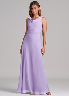 Azazie Nerine Brudtärnklänningar Klä av A-Linje i Chiffong Plisserad Lila image3