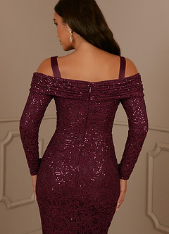 Azazie Indra Mother of the Bride Dresses Cabernet Sheath Sequins Lace Dress image6