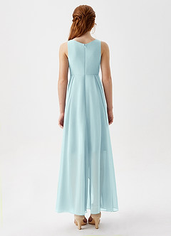 Azazie Lizette Junior Sea Glass A-Line Pleated Chiffon Dress image6