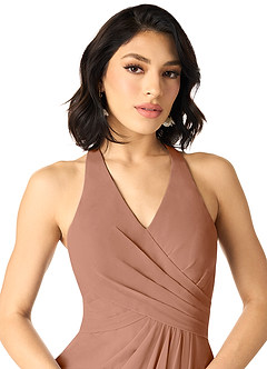 Azazie Danica Bridesmaid Dresses Bronzer A-Line Pleated Chiffon Dress image4