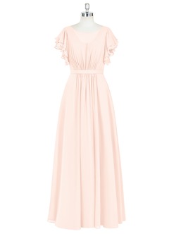 Azazie Daphne Modest Bridesmaid Dresses A-Line Ruffled Chiffon Floor-Length Dress image33