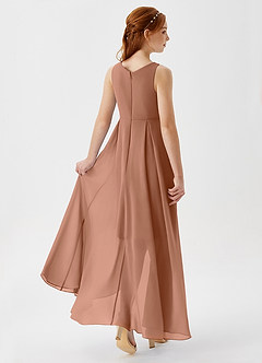 Azazie Lizette Junior Bronzer A-Line Pleated Chiffon Dress image2