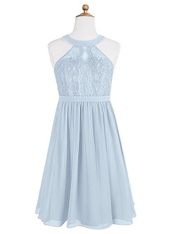 Azazie Andalise A-Line Lace Chiffon Mini Junior Bridesmaid Dress image8