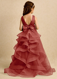 Azazie Lior Flower Girl Dresses Terracotta Ball-Gown Pleated Tulle Dress image1