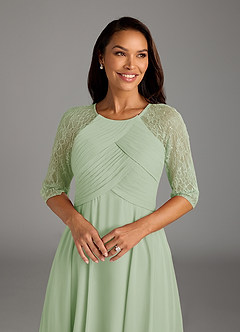 Azazie Dorothea Mother of the Bride Dresses Dusty Sage A-Line Scoop lace Chiffon Dress image4