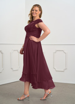 Azazie Shonda Moeder van de bruid jurken Jurk van Chiffon Kant Cabernet image10