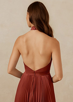 Christian Siriano Bridal for Azazie 1007 Bridesmaid Dresses Terracotta A-Line Pleated Stretch Satin Dress image7