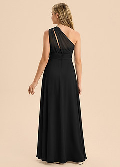 Azazie Skye Junior Black A-Line Pleated Chiffon Dress image2