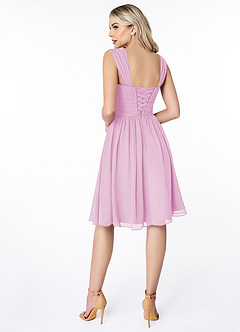 Azazie Angie Brautjungfernkleider A-Linie Korsett Chiffon Kleid Bonbonrosa image2