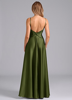 Azazie Elita Brautjungfernkleider A-Linie Plissee Stretch-Satin Kleid Olivgrün image5