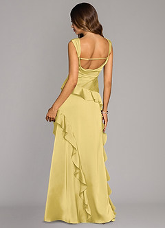 Azazie Sloane Bridesmaid Dresses Canary A-Line Sweetheart Neckline Stretch Satin Dress image2